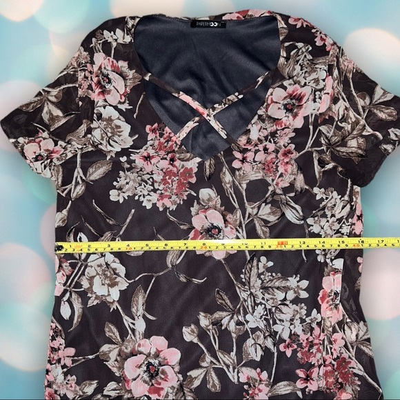 Paper Moon Women’s Boho Floral Criss Cross Neck Blouse Top Shirt Size S - Picture 5 of 7